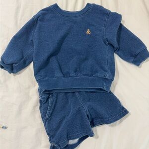 Baby Gap Denim Toddler Sweatshirt and Shorts Set 12-18m